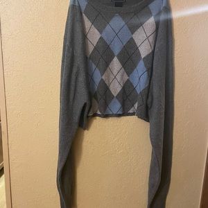 Vintage grey long sleeve crop top